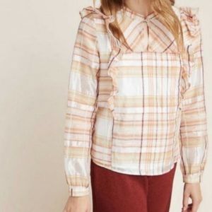 New Anthropologie peasant ruffled blouse